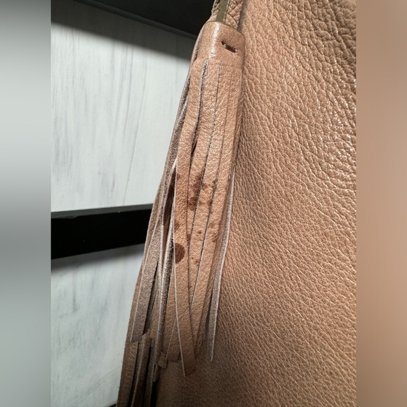 Tosca Blu FRINGED Big Nude Leather Satchel/Removable Crossbody Strap & Pouch - Picture 11 of 12
